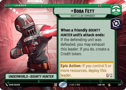 Boba Fett - Krayt's Claw Commander (Hyperspace) (271) [A Lawless Time] Star Wars: Unlimited Single Disney