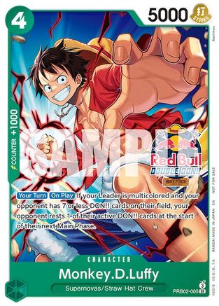 Monkey.D.Luffy (Red Bull Double Don!!) (PRB02-005) [One Piece Promotion Cards] One Piece Single Bandai