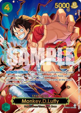 Monkey.D.Luffy (Red Bull Double Don!!) (Winner) (Textured) (PRB02-005) [One Piece Promotion Cards] Foil One Piece Single Bandai