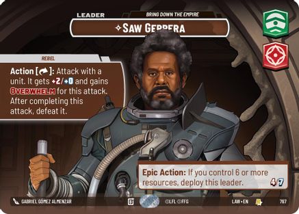 Saw Gerrera - Bring Down the Empire (Showcase) (767) [A Lawless Time] Foil Star Wars: Unlimited Single Disney