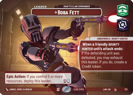 Boba Fett - Krayt's Claw Commander (Showcase) (773) [A Lawless Time] Foil Star Wars: Unlimited Single Disney