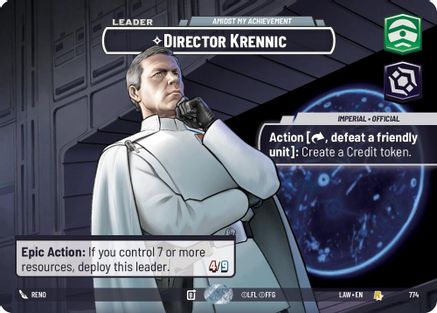 Director Krennic - Amidst My Achievement (Showcase) (774) [A Lawless Time] Foil Star Wars: Unlimited Single Disney