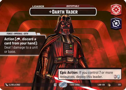 Darth Vader - Unstoppable (Showcase) (777) [A Lawless Time] Foil Star Wars: Unlimited Single Disney