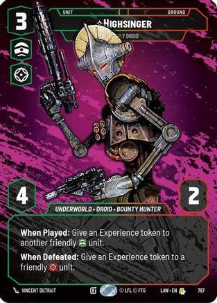Highsinger - Deadly Droid (Prestige) (787) [A Lawless Time] Star Wars: Unlimited Single Disney
