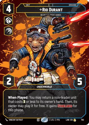 Rio Durant - Beckett's Right Hands (Prestige) (792) [A Lawless Time] Star Wars: Unlimited Single Disney
