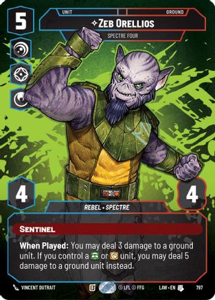Zeb Orellios - Spectre Four (Prestige) (797) [A Lawless Time] Star Wars: Unlimited Single Disney