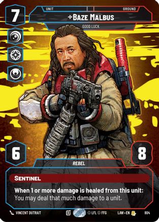 Baze Malbus - Good Luck (Prestige) (804) [A Lawless Time] Star Wars: Unlimited Single Disney