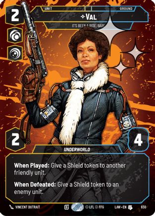 Val - It's Been a Ride, Babe (Prestige Foil) (830) [A Lawless Time] Foil Star Wars: Unlimited Single Disney