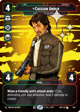Cassian Andor - Everything for the Rebellion (Prestige Foil) (840) [A Lawless Time] Foil Star Wars: Unlimited Single Disney