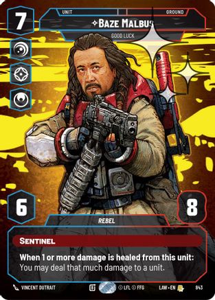 Baze Malbus - Good Luck (Prestige Foil) (843) [A Lawless Time] Foil Star Wars: Unlimited Single Disney