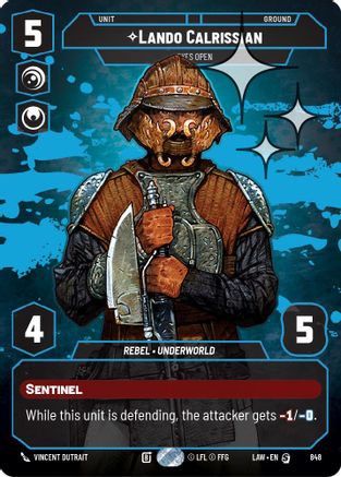 Lando Calrissian - Eyes Open (Prestige Foil) (848) [A Lawless Time] Foil Star Wars: Unlimited Single Disney