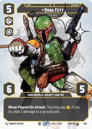 Boba Fett - For a Price (Prestige Foil) (852) [A Lawless Time] Foil Star Wars: Unlimited Single Disney