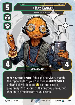 Maz Kanata - Where's My Boyfriend? (Prestige Foil) (859) [A Lawless Time] Foil Star Wars: Unlimited Single Disney