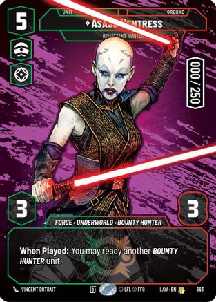 Asajj Ventress - Reluctant Hunter (Serialized) (863) [A Lawless Time] Foil Star Wars: Unlimited Single Disney