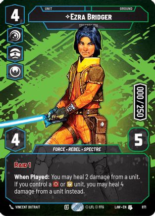 Ezra Bridger - Spectre Six (Serialized) (871) [A Lawless Time] Foil Star Wars: Unlimited Single Disney