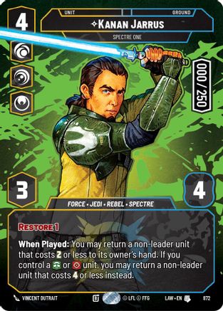 Kanan Jarrus - Spectre One (Serialized) (872) [A Lawless Time] Foil Star Wars: Unlimited Single Disney