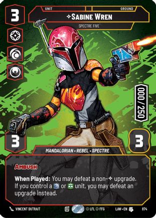 Sabine Wren - Spectre Five (Serialized) (874) [A Lawless Time] Foil Star Wars: Unlimited Single Disney