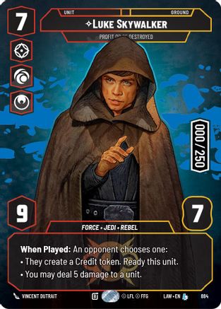 Luke Skywalker - Profit or Be Destroyed (Serialized) (884) [A Lawless Time] Foil Star Wars: Unlimited Single Disney