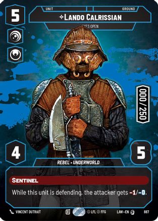Lando Calrissian - Eyes Open (Serialized) (887) [A Lawless Time] Foil Star Wars: Unlimited Single Disney