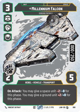Millennium Falcon - Dodging Patrols (Serialized) (890) [A Lawless Time] Foil Star Wars: Unlimited Single Disney