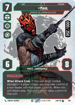 Maul - Master of the Shadow Collective (Serialized) (893) [A Lawless Time] Foil Star Wars: Unlimited Single Disney