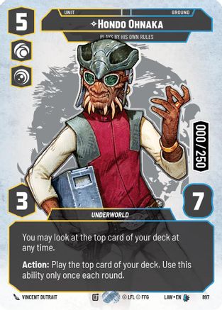 Hondo Ohnaka - Plays By His Own Rules (Serialized) (897) [A Lawless Time] Foil Star Wars: Unlimited Single Disney