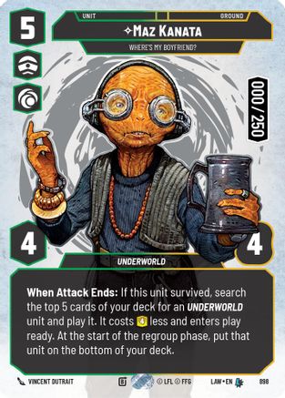Maz Kanata - Where's My Boyfriend? (Serialized) (898) [A Lawless Time] Foil Star Wars: Unlimited Single Disney