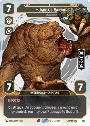 Jabba's Rancor - Snack Time! (Serialized) (900) [A Lawless Time] Foil Star Wars: Unlimited Single Disney