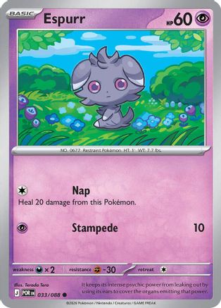 Espurr - 033/088 Reverse Holofoil [ME03 Perfect Order] Pokemon Single Pokémon
