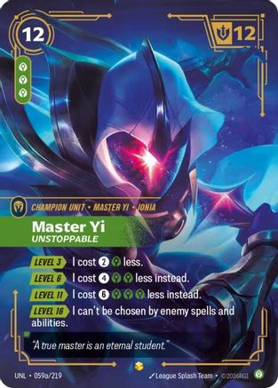 Master Yi - Unstoppable (Alternate Art) (059a/219) [Unleashed] Foil Riftbound Singles Riot Games