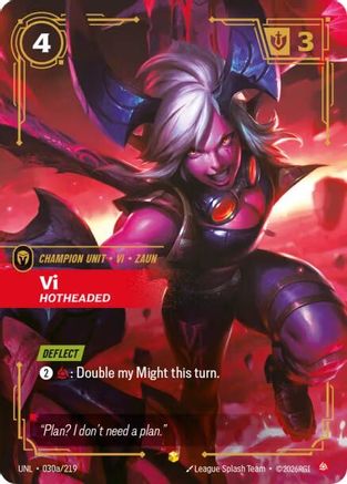 Vi - Hotheaded (Alternate Art) (030a/219) [Unleashed] Foil Riftbound Singles Riot Games