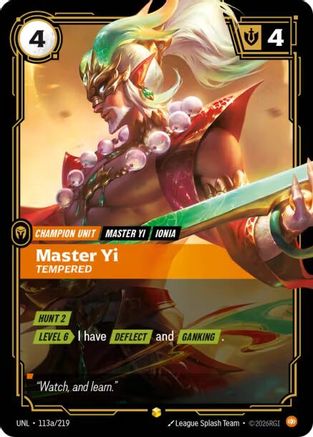 Master Yi - Tempered (Alternate Art) (113a/219) [Unleashed] Foil Riftbound Singles Riot Games