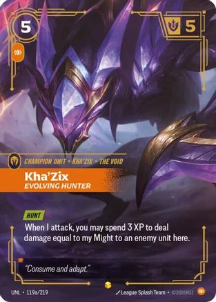 Kha'Zix - Evolving Hunter (Alternate Art) (119a/219) [Unleashed] Foil Riftbound Singles Riot Games