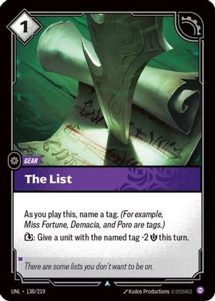 The List (138/219) [Unleashed] Riftbound Singles Riot Games