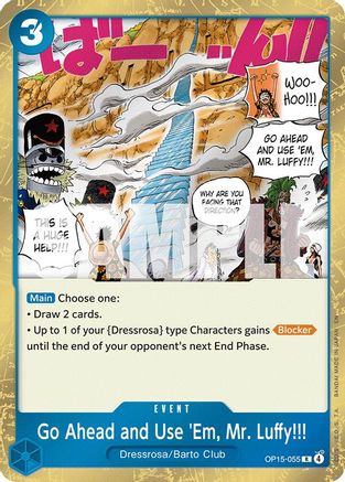 Go Ahead and Use 'Em, Mr. Luffy!!! (OP15-055) [Adventure on Kami's Island] Foil One Piece Single Bandai