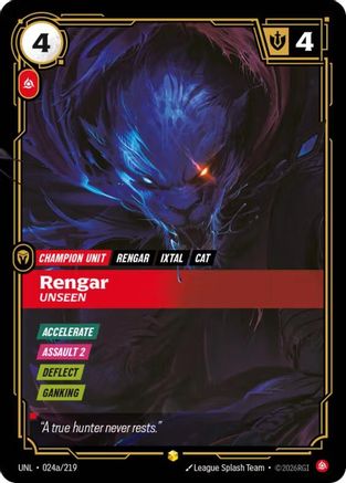 Rengar - Unseen (Alternate Art) (024a/219) [Unleashed] Foil Riftbound Singles Riot Games