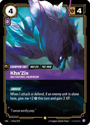 Kha'Zix - Mutating Horror (Alternate Art) (143a/219) [Unleashed] Foil Riftbound Singles Riot Games