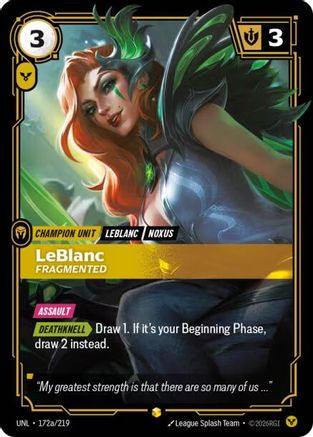 LeBlanc - Fragmented (Alternate Art) (172a/219) [Unleashed] Foil Riftbound Singles Riot Games