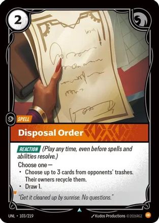 Disposal Order (103/219) [Unleashed] Foil Riftbound Singles Riot Games