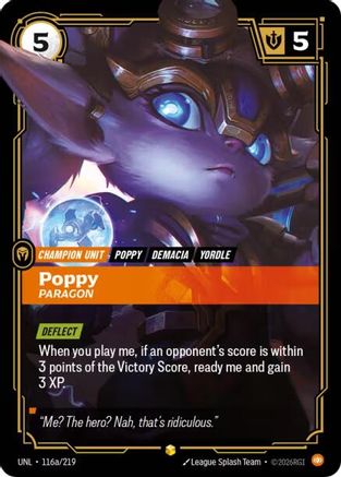 Poppy - Paragon (Alternate Art) (116a/219) [Unleashed] Foil Riftbound Singles Riot Games