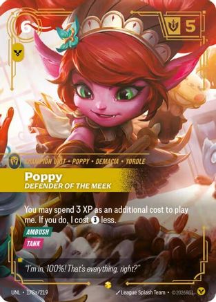 Poppy - Defender of the Meek (Alternate Art) (178a/219) [Unleashed] Foil Riftbound Singles Riot Games