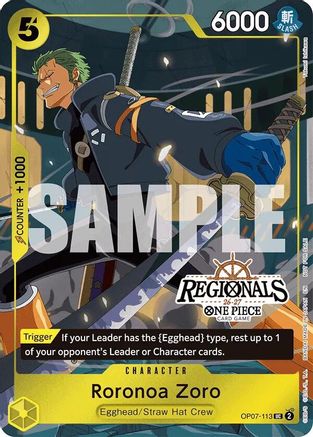 Roronoa Zoro (113) (Regional Participation Pack 2026 Vol.1) (OP07-113) [One Piece Promotion Cards] Foil One Piece Single Bandai