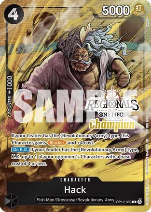 Hack (Regionals Champion Card Set 26-27) (OP12-089) [One Piece Promotion Cards] Foil One Piece Single Bandai