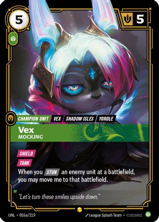 Vex - Mocking (Alternate Art) (055a/219) [Unleashed] Foil Riftbound Singles Riot Games