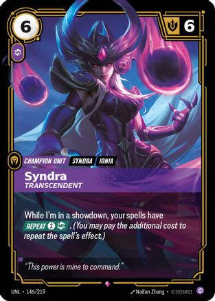 Syndra - Transcendent (146/219) [Unleashed] Foil Riftbound Singles Riot Games