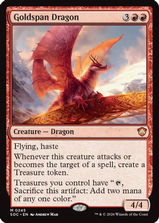 Goldspan Dragon (SOC-245) [Commander: Secrets of Strixhaven] MTG Single Wizards of the Coast
