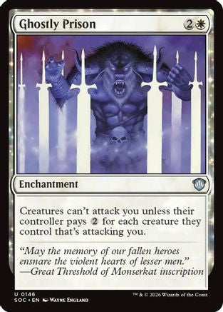 Ghostly Prison (SOC-146) [Commander: Secrets of Strixhaven] MTG Single Wizards of the Coast