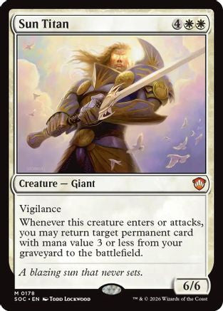 Sun Titan (SOC-178) [Commander: Secrets of Strixhaven] MTG Single Wizards of the Coast