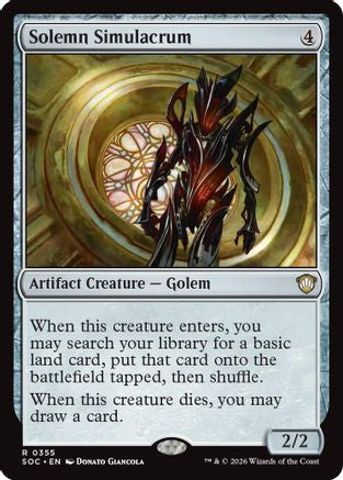 Solemn Simulacrum (SOC-355) [Commander: Secrets of Strixhaven] MTG Single Wizards of the Coast
