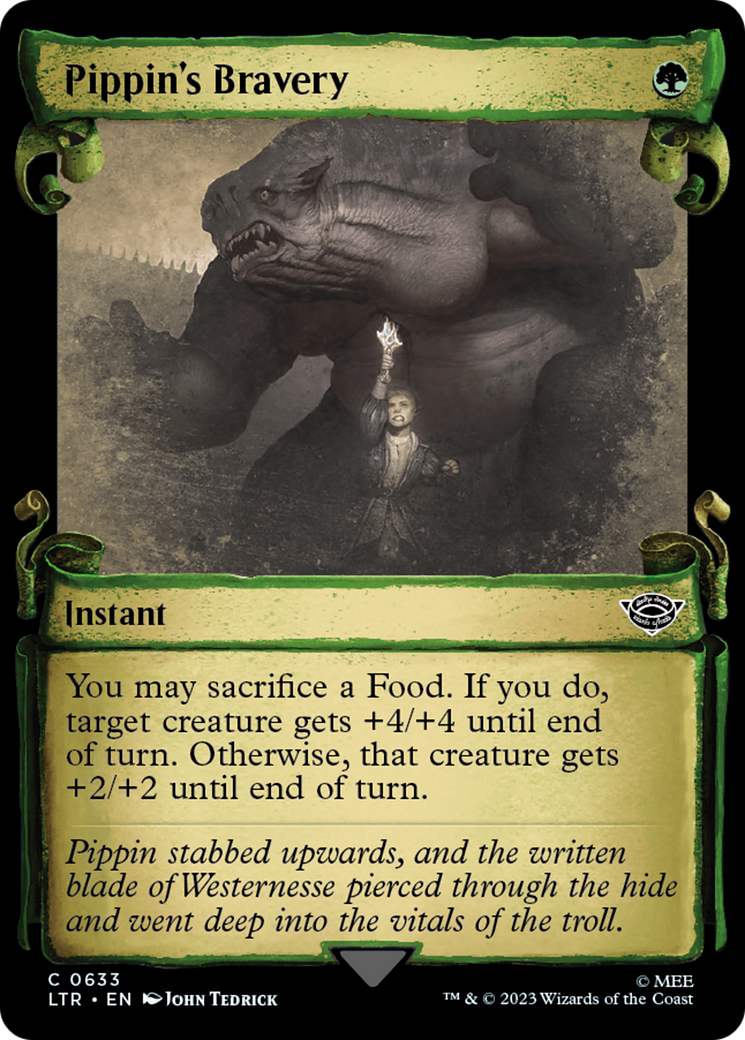 Pippin's Bravery (Showcase Scrolls) (LTR-633) [The Lord of the Rings: Tales of Middle-earth] (Showcase) Foil MTG Single Wizards of the Coast